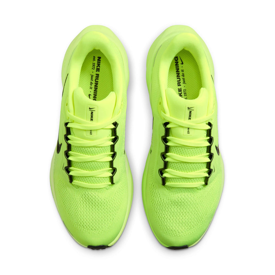 The uppers on a pair of Nike Women's Pegasus 41 Road Running Shoes in the Volt/Black-Barely Volt colourway (8357789302946)