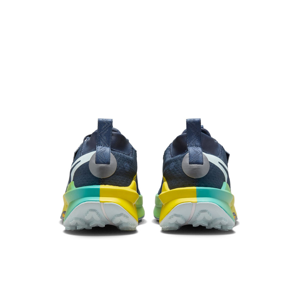 The back of a pair of Nike Men's Zegama Trail 2 Running Shoes in the Thunder Blue/Glacier Blue-Diffused Blue colourway. (8570235715746)