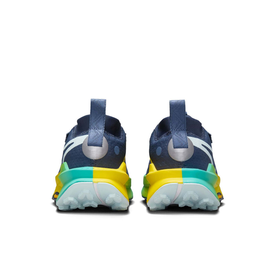 The back of a pair of Nike Women's Zegama 2 Trail Running Shoes in the Thunder Blue/Glacier Blue-Diffused Blue colourway. (8571117699234)