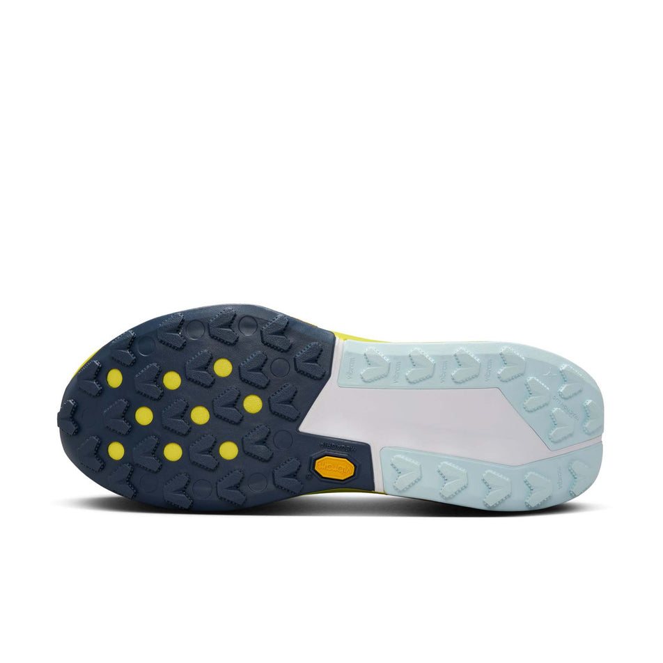 The outsole of the left shoe from a pair of Nike Women's Zegama 2 Trail Running Shoes in the Thunder Blue/Glacier Blue-Diffused Blue colourway. (8571117699234)