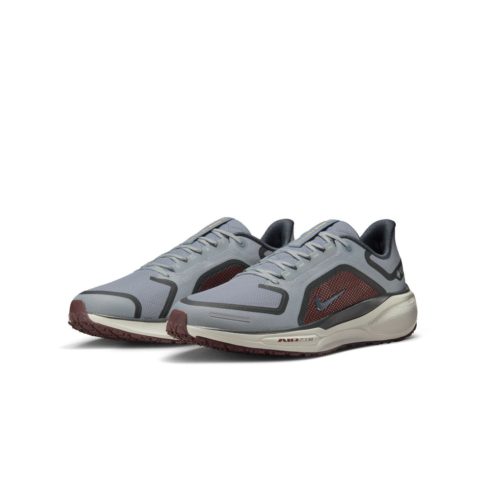 A pair of Nike Men's Pegasus 41 GORE-TEX Waterproof Road Running Shoes in the Light Pumice/Ashen Slate-Burgundy Crush colourway. (8524543688866)