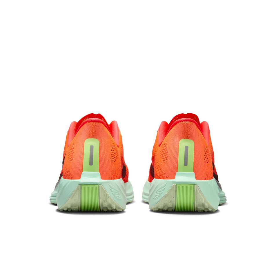 The back of a pair of Nike Women's Pegasus Plus Road Running Shoes in the Bright Crimson/Cave Purple-Lime Blast colourway. (8571107115170)