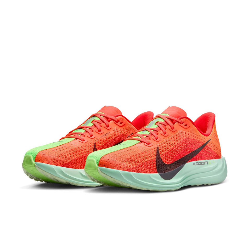 A pair of Nike Women's Pegasus Plus Road Running Shoes in the Bright Crimson/Cave Purple-Lime Blast colourway. (8571107115170)