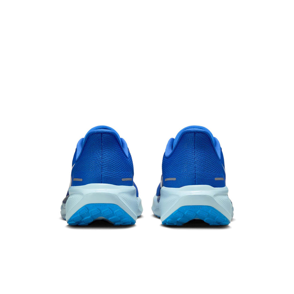 The back of a pair of Nike Men's Pegasus 41 Road Running Shoes in the Racer Blue/Sail-Blue Void-Light Photo Blue colourway. (8570184433826)