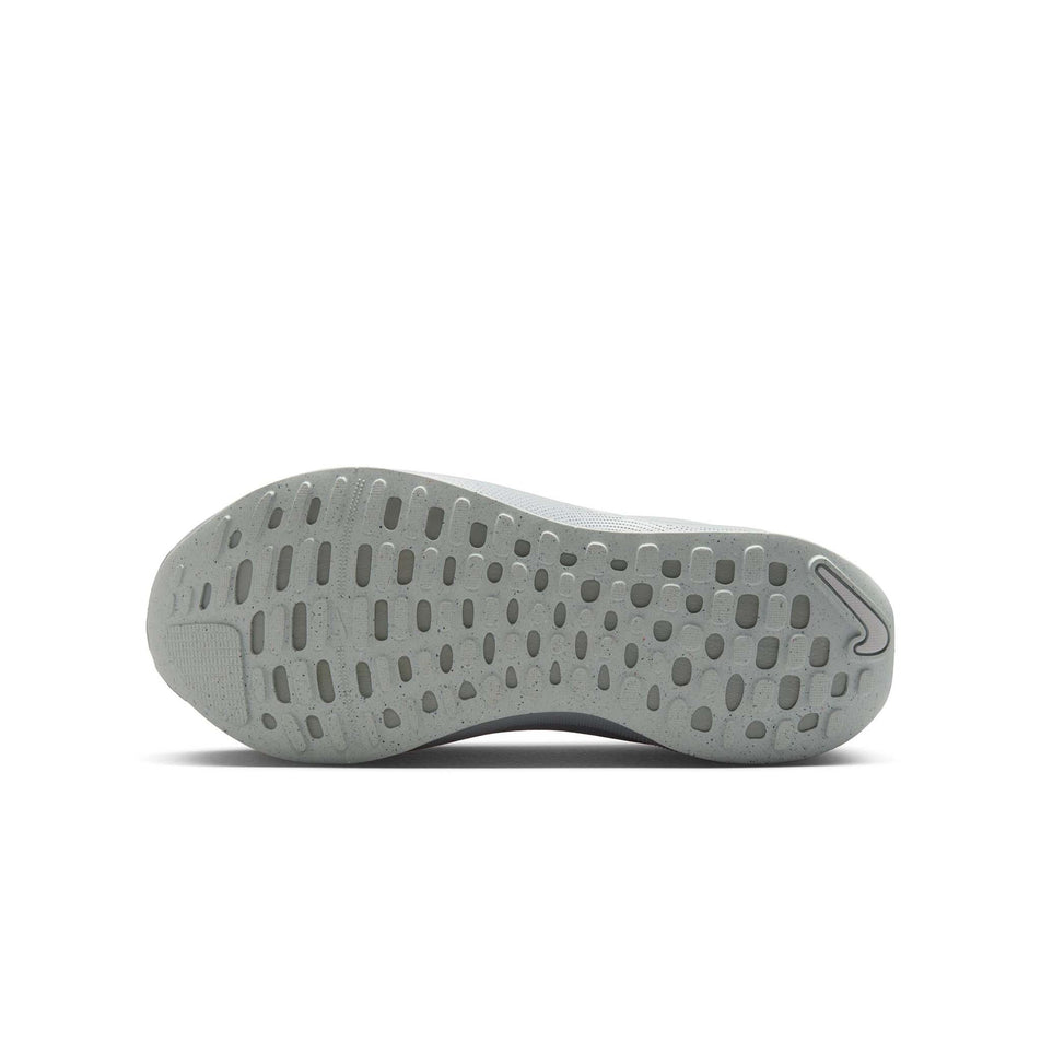 The outsole of the left shoe from a pair of Nike Men's InfinityRN 4 Premium Road Running Shoes in the Hyper Crimson/Metallic Silver colourway. (8524545392802)