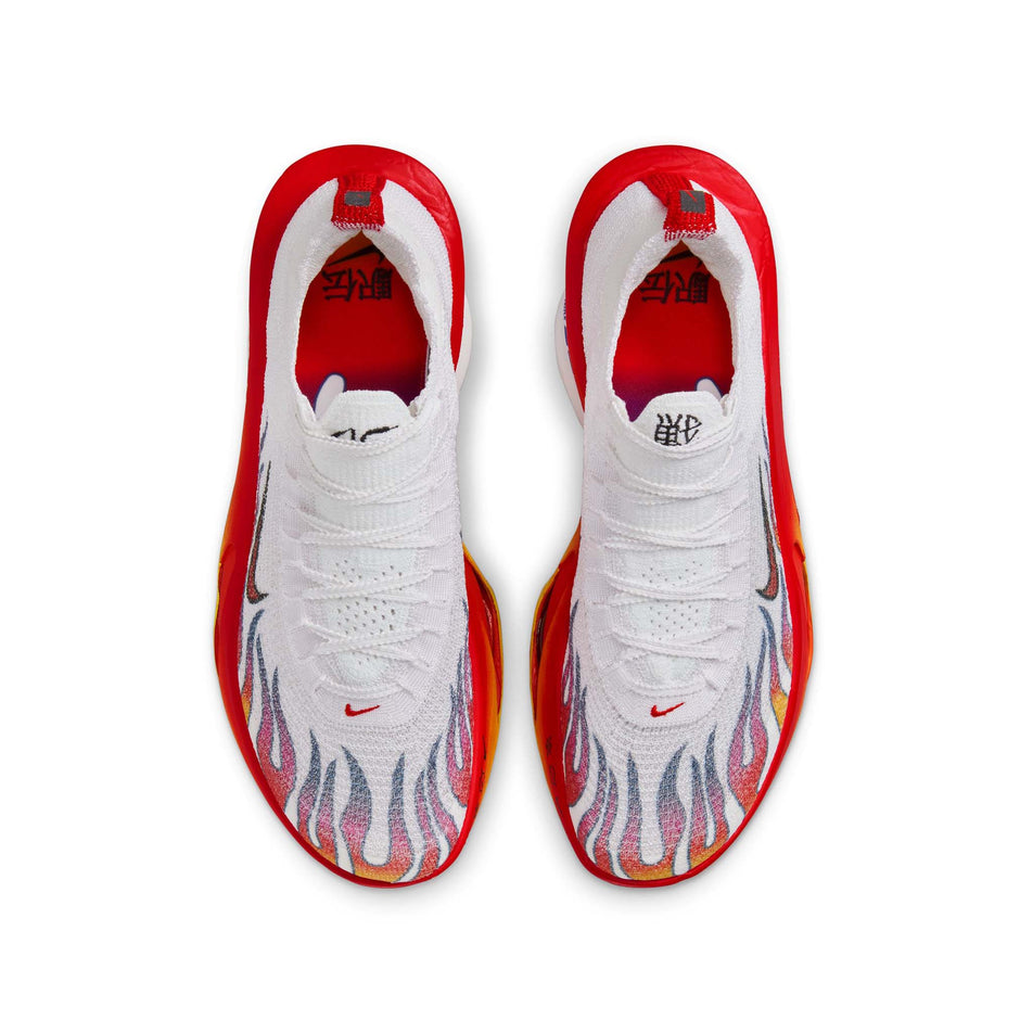 The uppers on a pair of Nike Men's Alphafly 3 Premium Road Racing Shoes in the White/Habanero Red-Black-University Red colourway. (8549931319458)