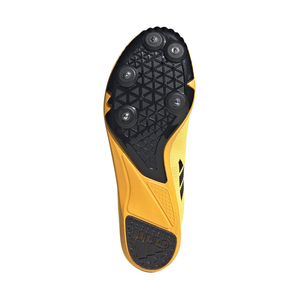 Outsole of the right shoe from a pair of adidas Junior-Unisex Allroundstar Running Spikes in the spark/core black/silver met. colourway (8404412072098)