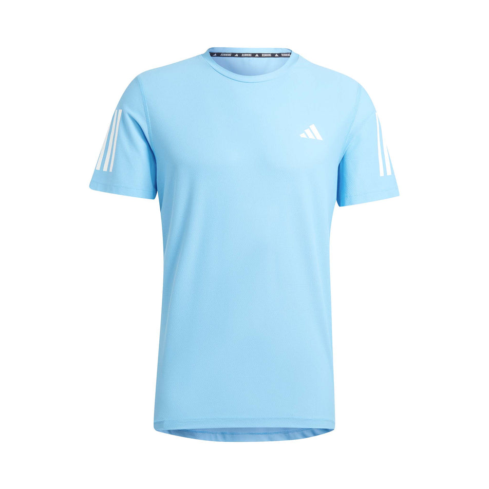 Front view of an adidas Men's Own The Run T-Shirt in the Semi Blue Burst colourway (8312074961058)