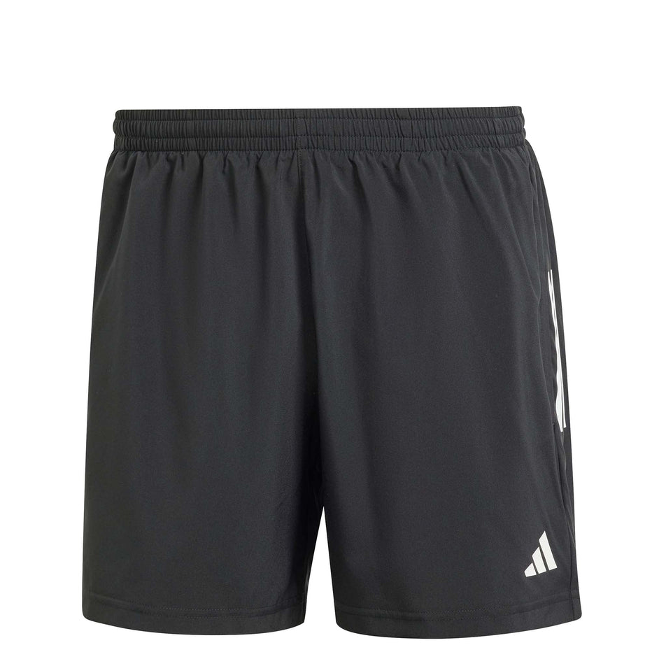 Front view of the adidas Men's Own The Run Base Short in the Black colourway. (8567004004514)