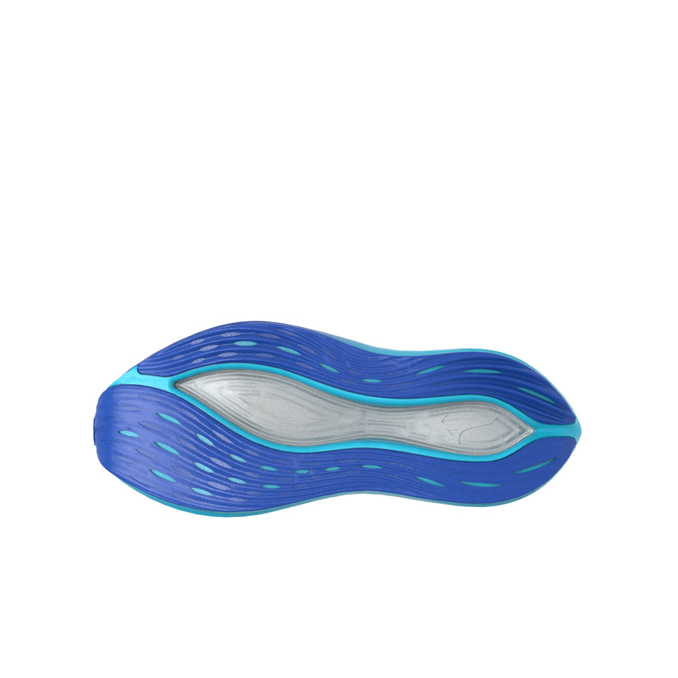 Outsole of the left shoe from a pair of Mizuno Men's Neo Vista Running Shoes in the Estate Blue/River Blue/Mugen Blue colourway (8339284394146)