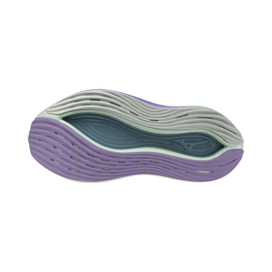 Outsole of the left shoe from a pair of Mizuno Women's Neo Vista Running Shoes in the Citadel/Bay/Paisley Purple colourway. (8547529064610)