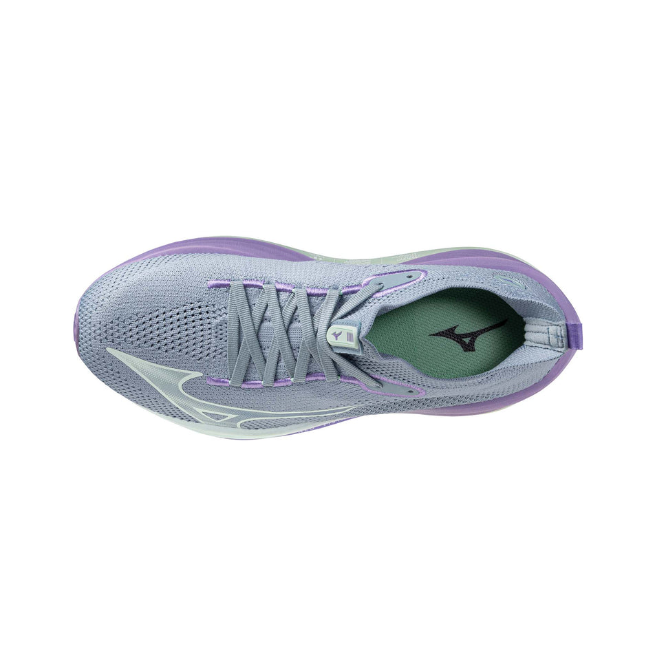 The upper of the left shoe from a pair of Mizuno Women's Neo Vista Running Shoes in the Citadel/Bay/Paisley Purple colourway.
 (8547529064610)