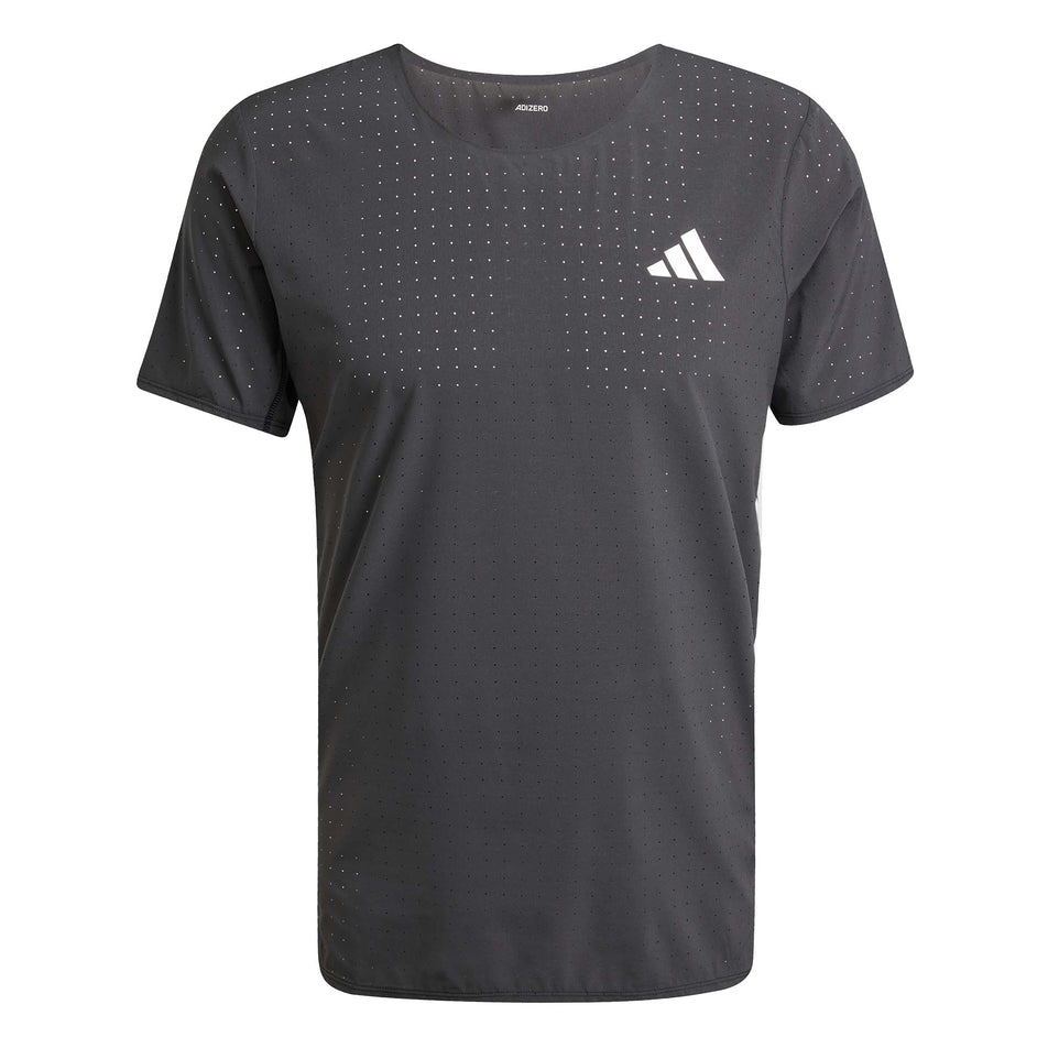 Front view of the adidas Men's Adizero Tee in the Black colourway. (8566969630882)