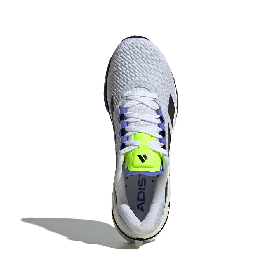 Upper of the right shoe from a pair of adidas Men's Adistar BYD Running Shoes in the Ftwr White/Core Black/Lucid Lemon colourway. (8556033966242)