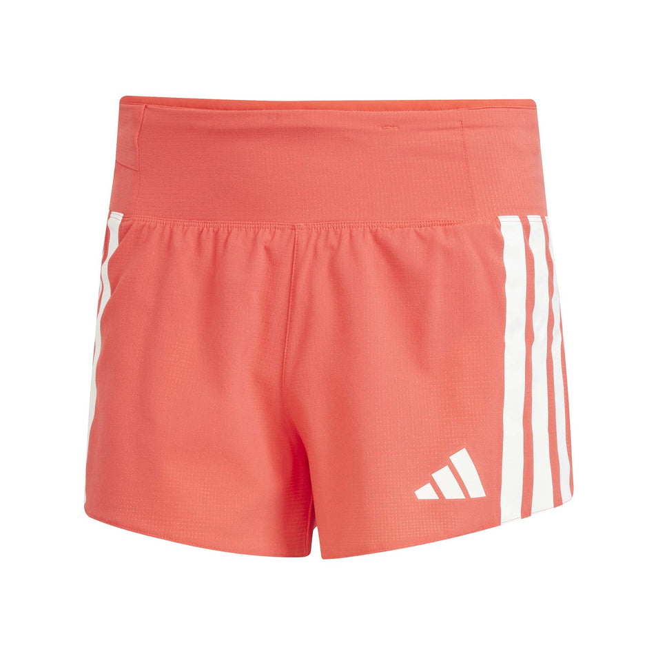 Front view of the adidas Men's Adizero Gel Short in the Semi Lucid Red colourway. (8566998794402)