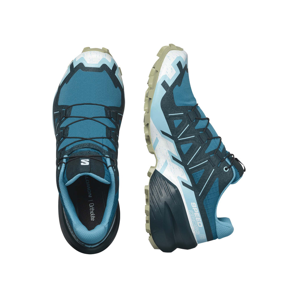 A pair of Salomon Women's Speedcross 6 Running Shoes in the Tahitian Tide/Carbon/Tea colourway (8237945618594)