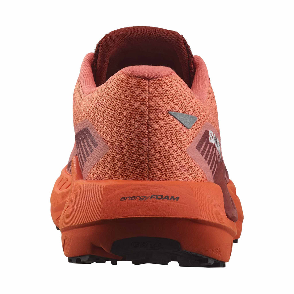 The back of the right shoe from a pair of Salomon Women's DRX Defy Grvl - Gravel Running Shoes in the Canyon Clay/Ginger/Fired Brick colourway. (8467576062114)