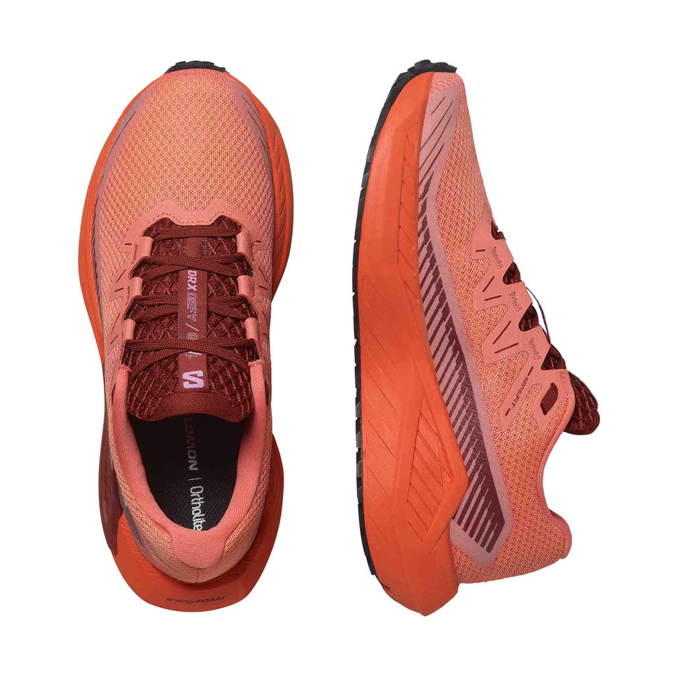 A pair of Salomon Women's DRX Defy Grvl - Gravel Running Shoes in the Canyon Clay/Ginger/Fired Brick colourway. (8467576062114)