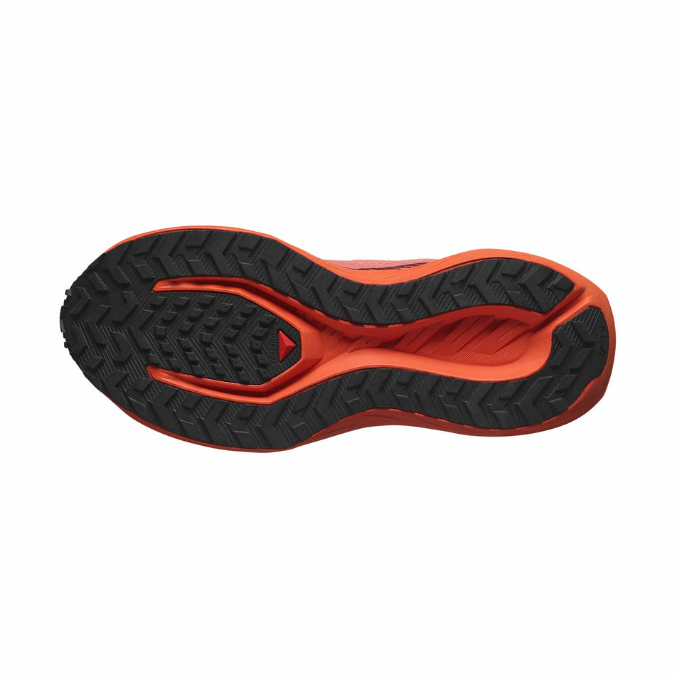 Outsole of the right shoe from a pair of Salomon Women's DRX Defy Grvl - Gravel Running Shoes in the Canyon Clay/Ginger/Fired Brick colourway. (8467576062114)