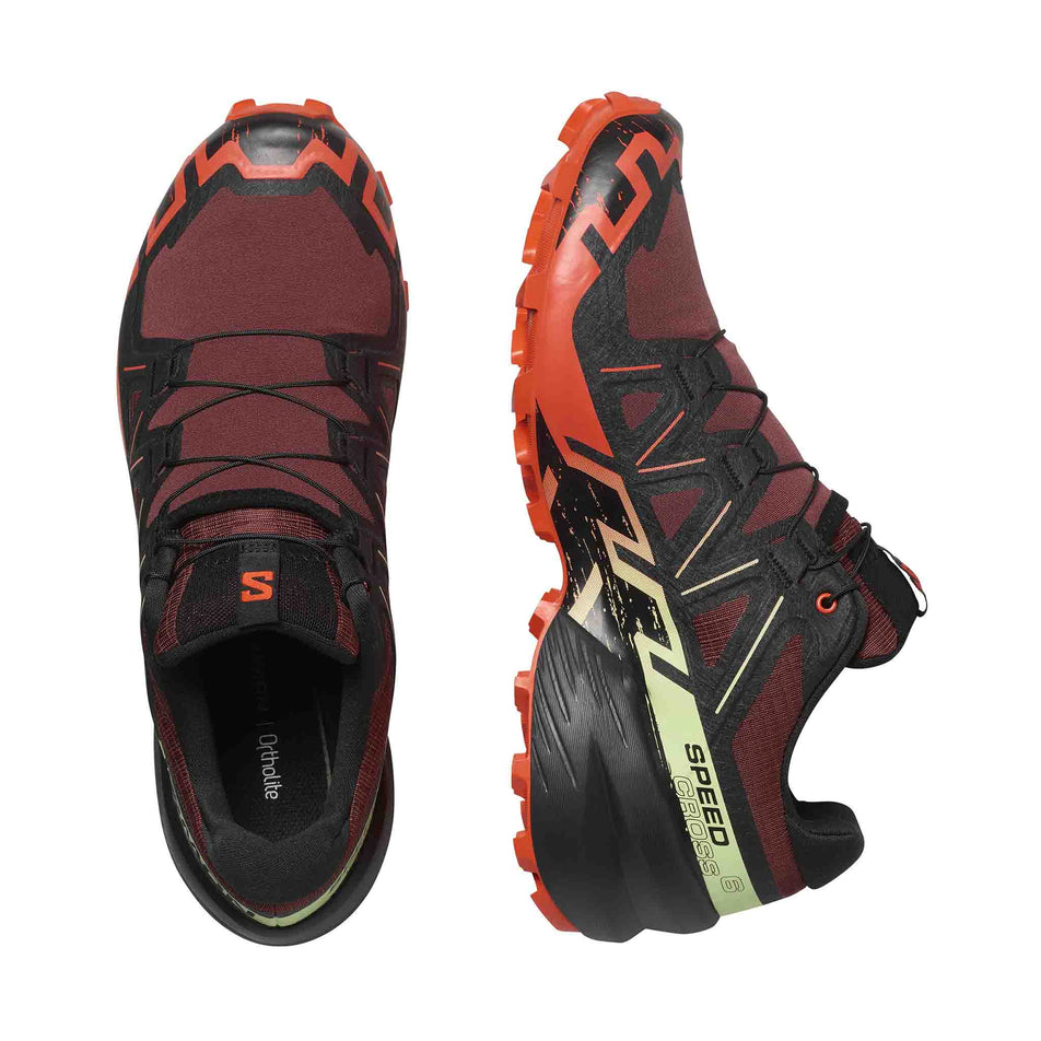 A pair of Salomon Men's Speedcross 6 Running Shoes in the Rum Raisin/Cherry Tomato/Cognac colourway (8407298113698)