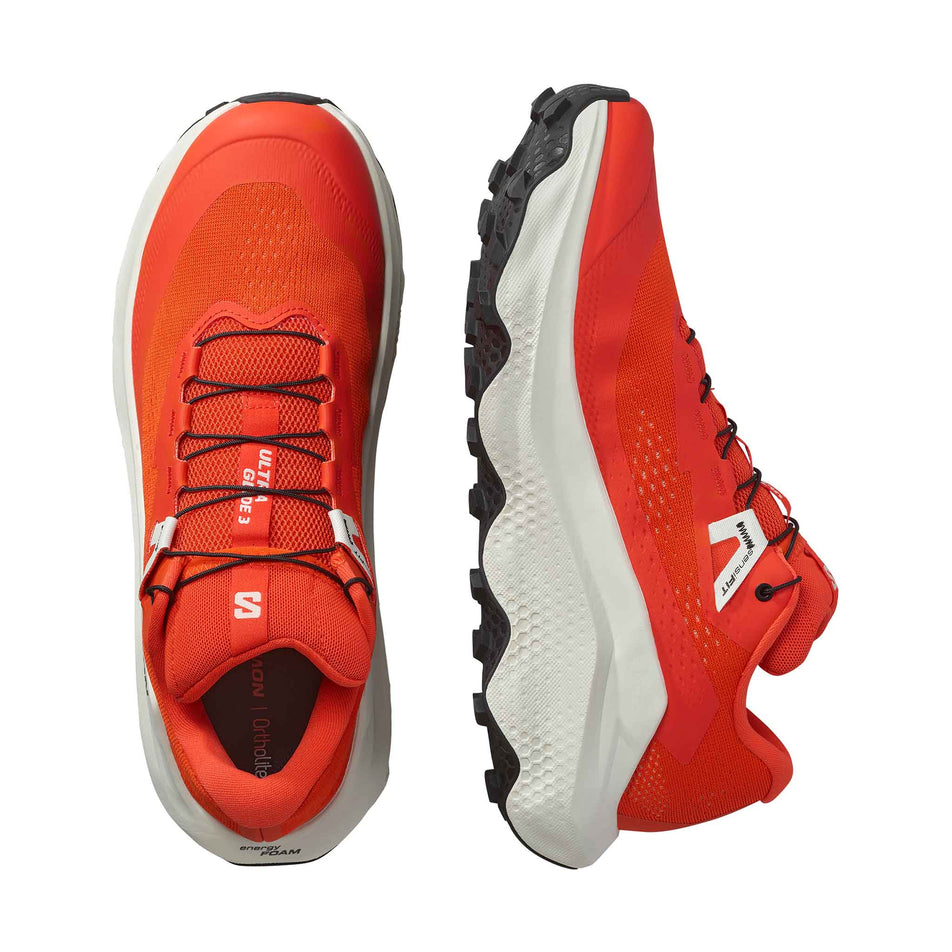 A pair of Salomon Men's Ultra Glide 3 Running Shoes in the Cherry Tomato colourway. (8576003637410)