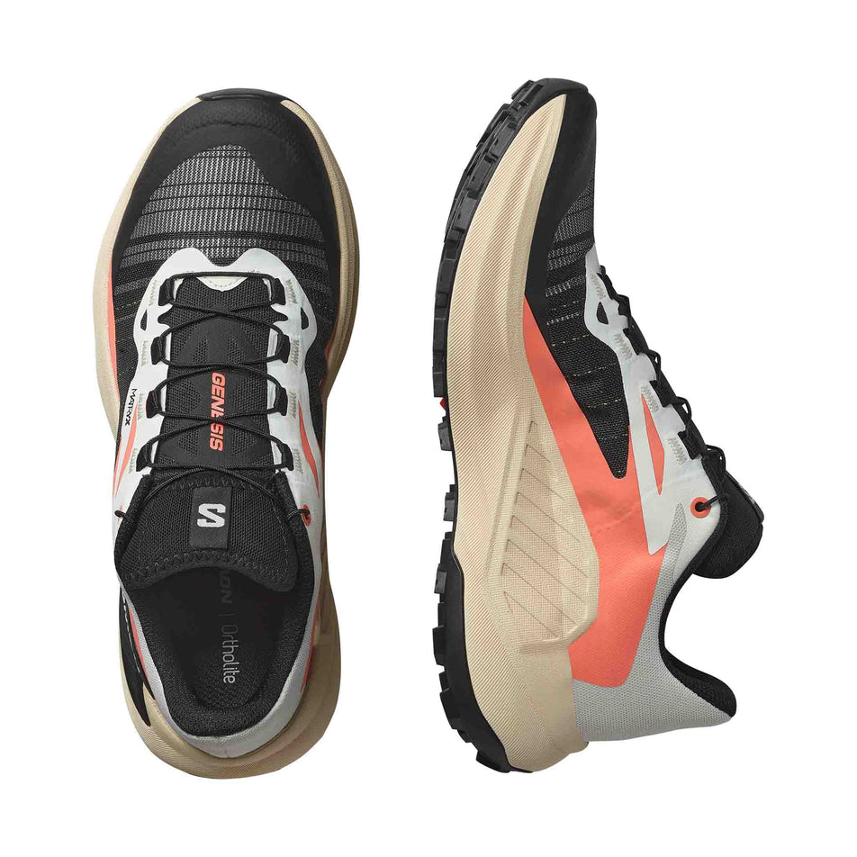 A pair of Salomon Women's Genesis Running Shoes in the Fusion Coral/Tender Peach/Black colourway. (8561644142754)