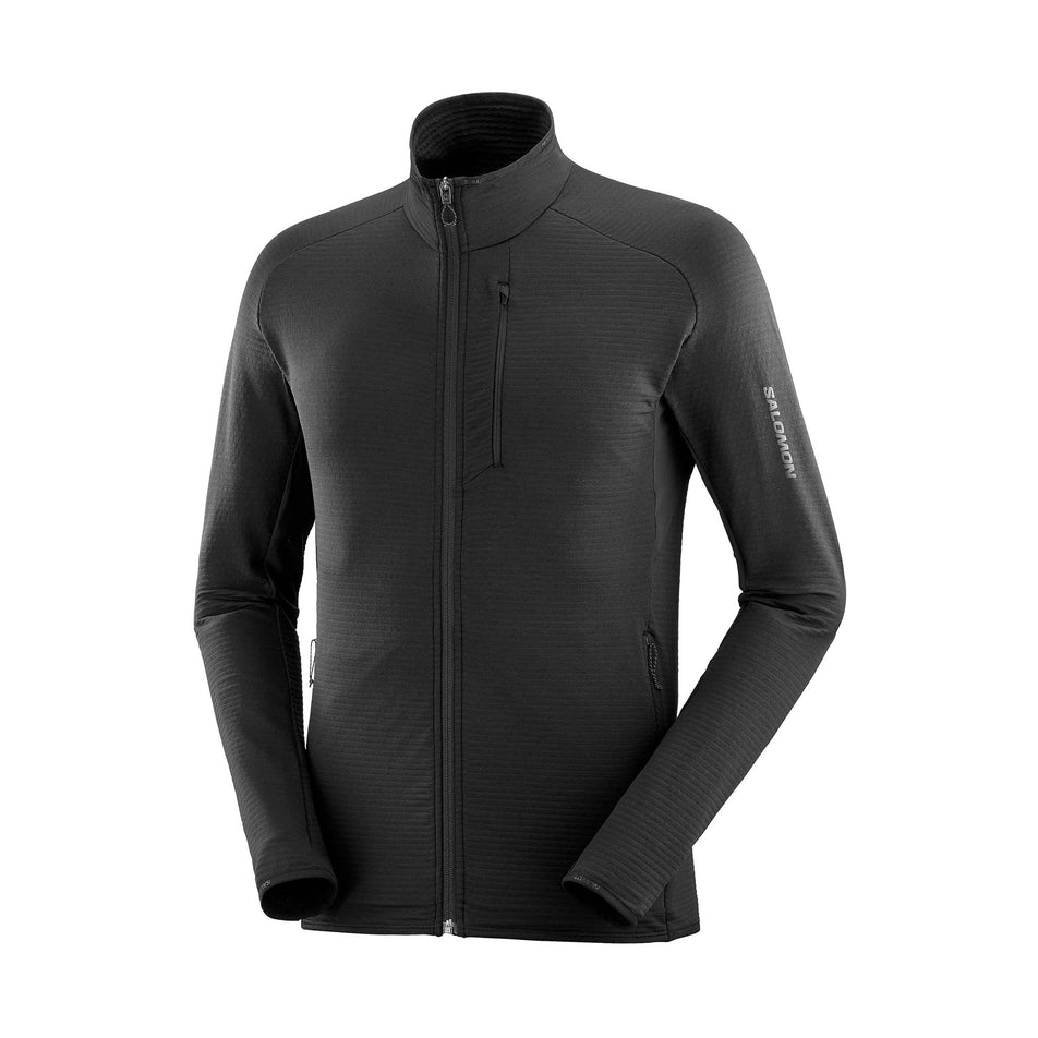 A Salomon Men's Essential Lightwarm Full Zip Midlayer Jacket in the Deep Black colourway. (8464264200354)