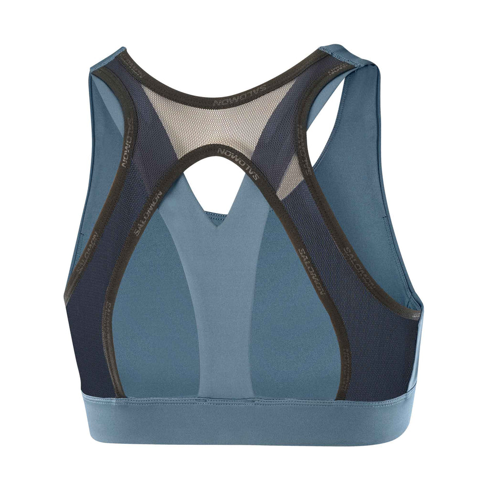 Back view of a Salomon Women's Cross Run Sports Bra in the Midnight Navy/Deep Black colourway (8463080816802)