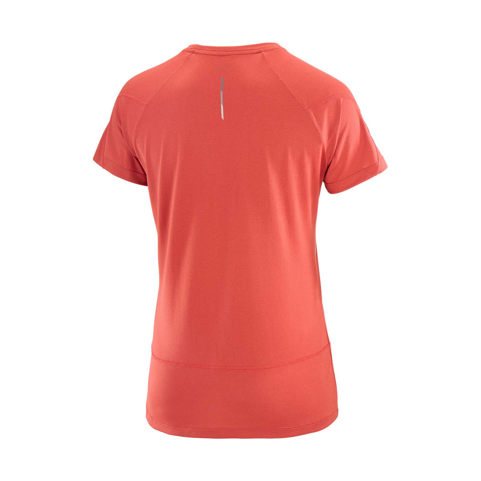 Back view of the Salomon Women's Cross Run Short Sleeve T-Shirt in the Tandoori Spice colourway. (8509491183778)