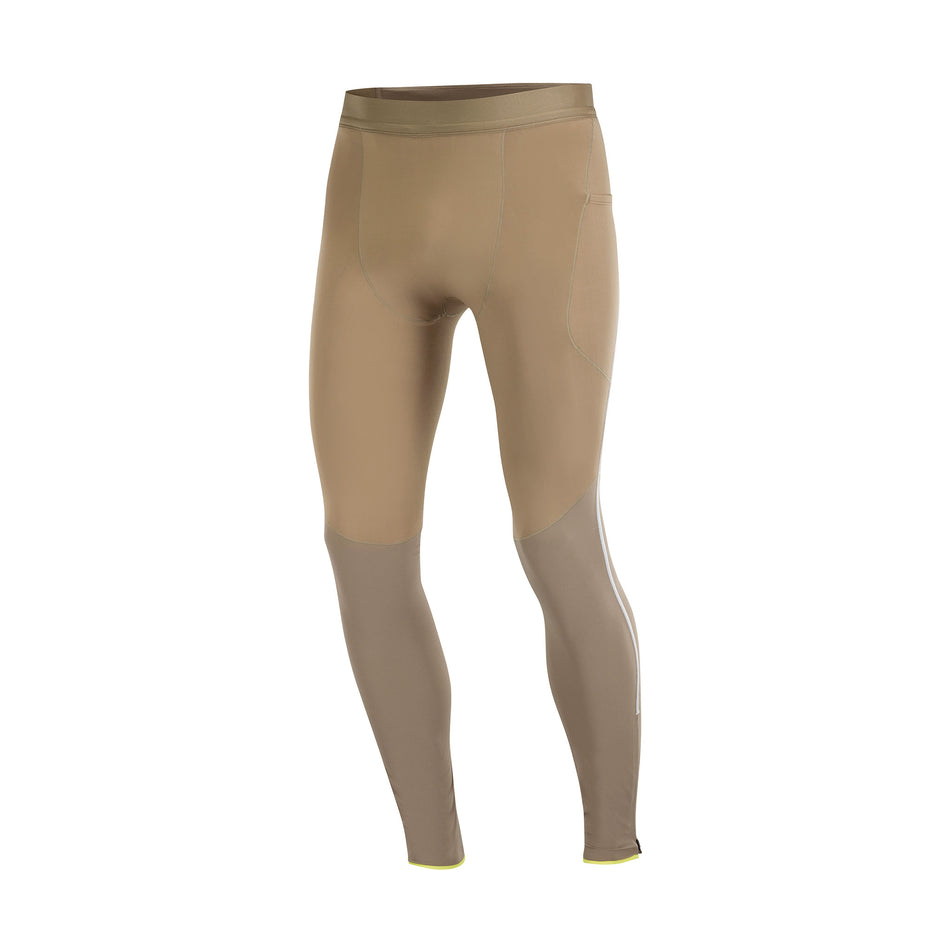 Front view of the Salomon Men's Sense Aero Stow Tights in the Shitake colourway. (8509599318178)