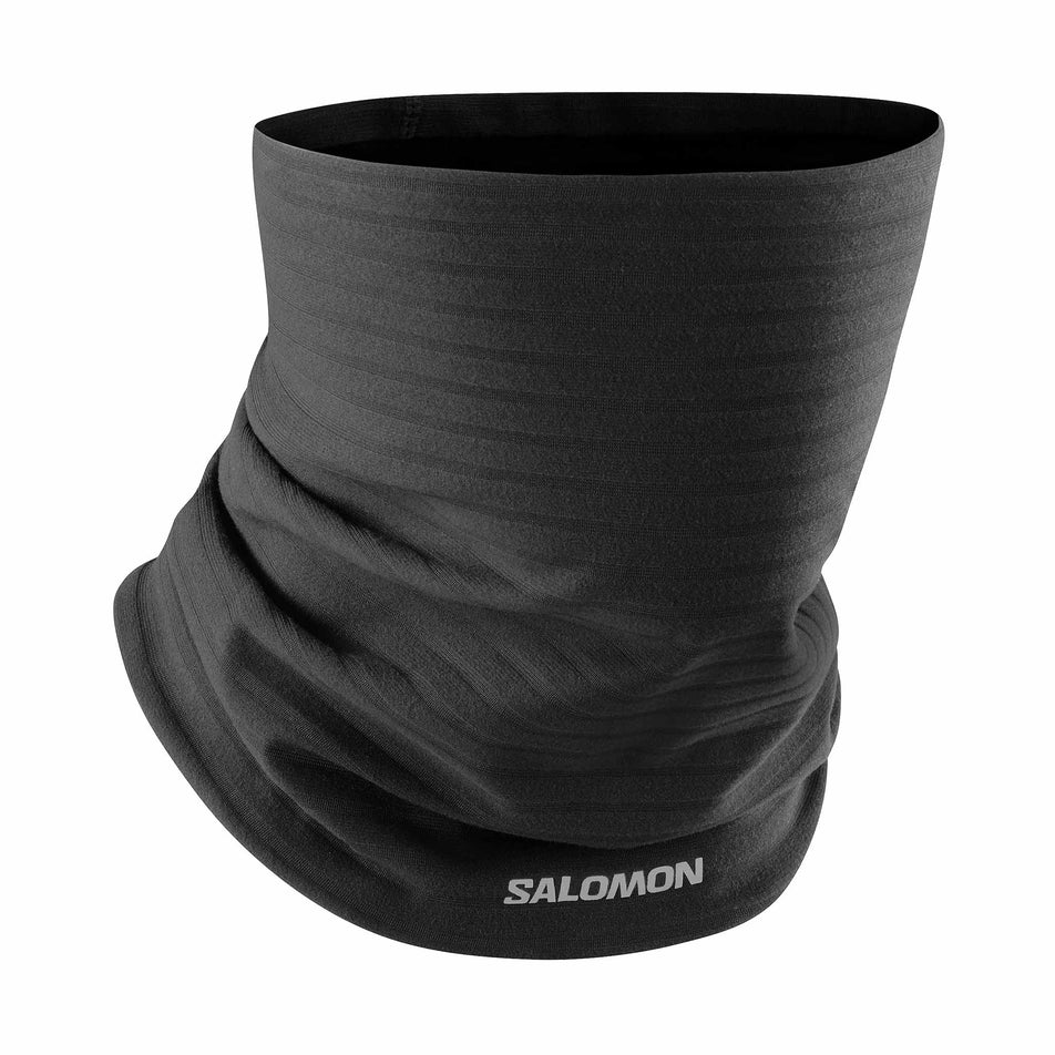 Front view of the Salomon Unisex RS Warm Neckwarmer in the Deep Black colourway. (8511164055714)