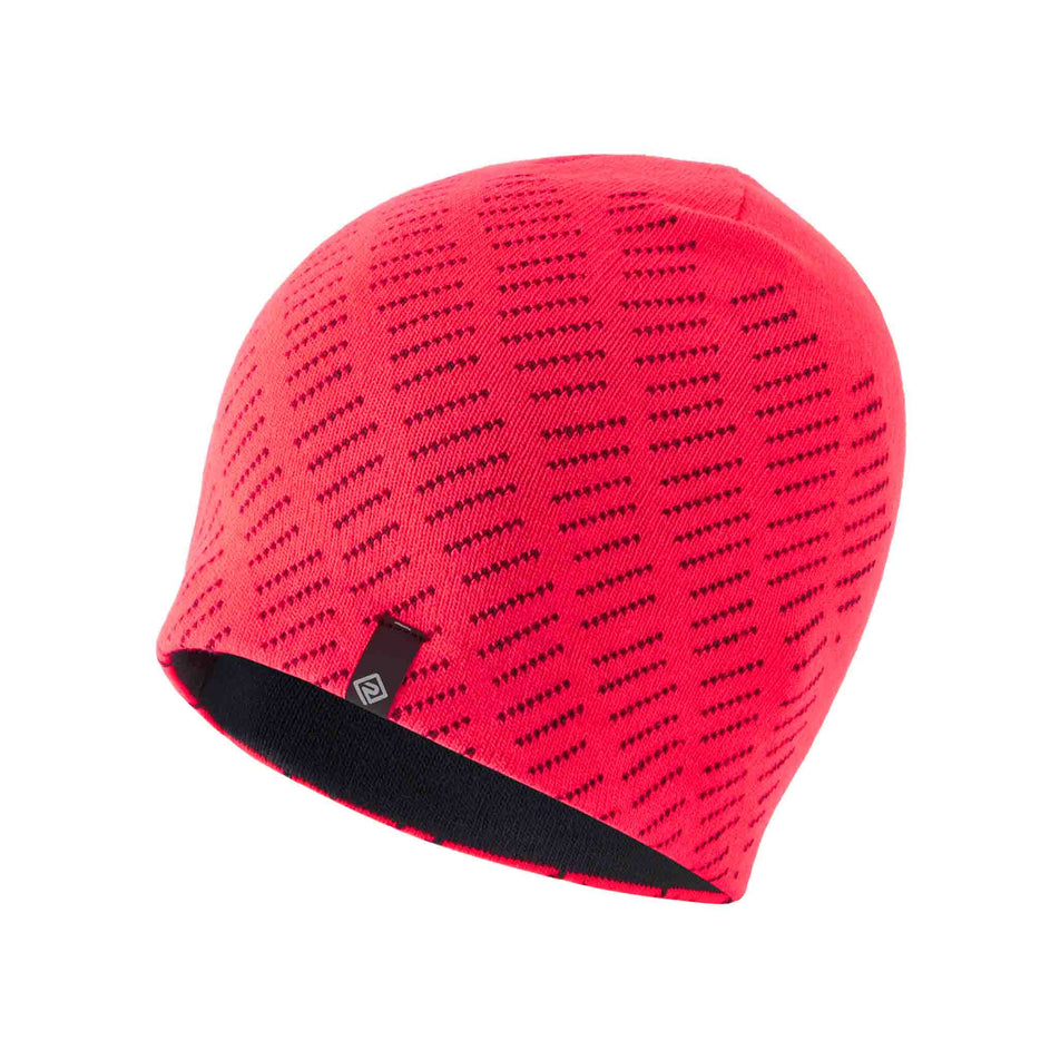 Front view of the Ronhill Unisex Classic Beanie in the Hot Pink/Charcoal colourway. (7016487977122)