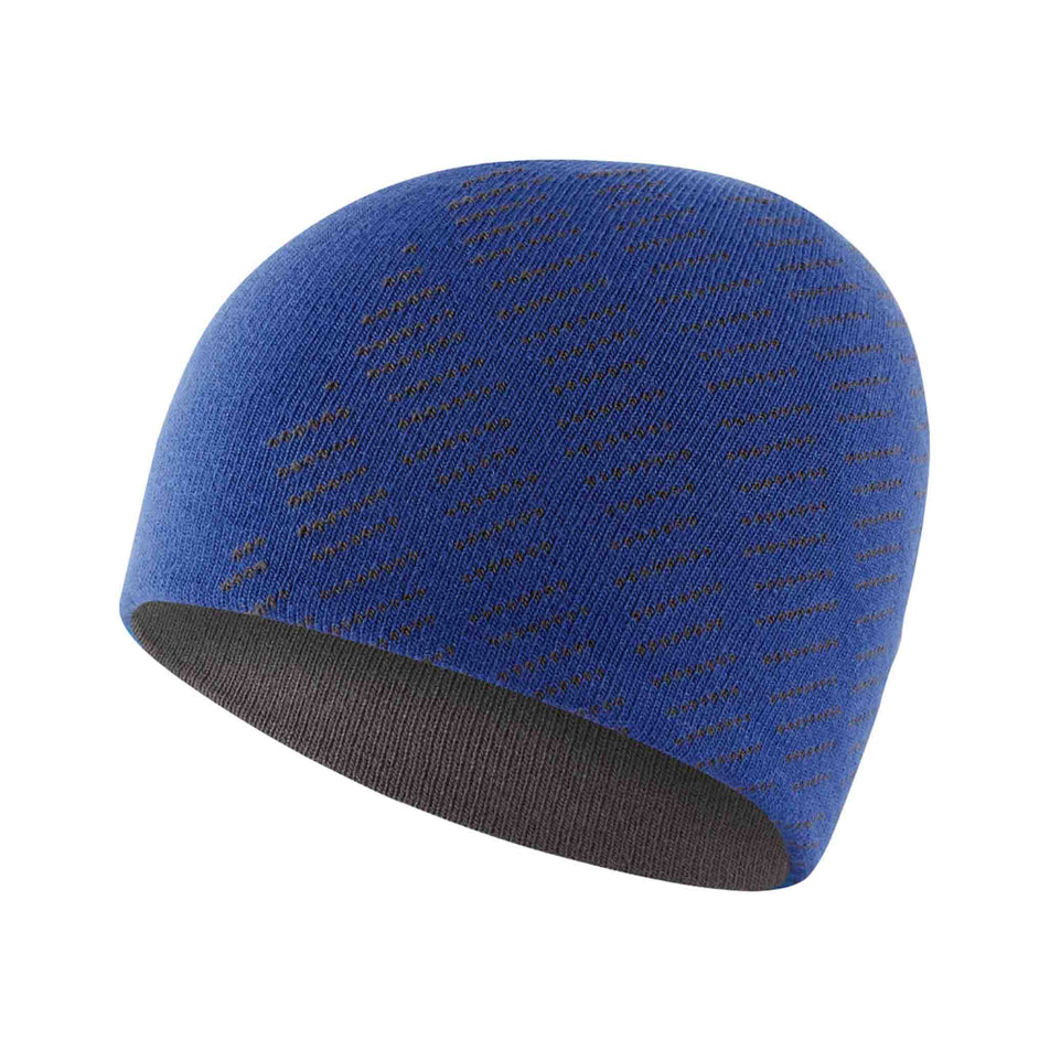 Front view of the Ronhill Unisex Classic Beanie in the Dark Cobalt/Charcoal colourway.  (8491323850914)