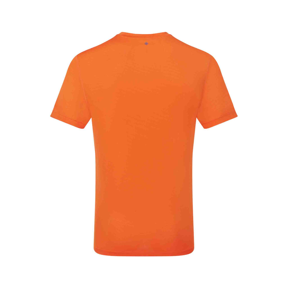 Back view of the Ronhill Men's Tech S/S Tee in the Cardinal Orange/Orange colourway. (8490372726946)