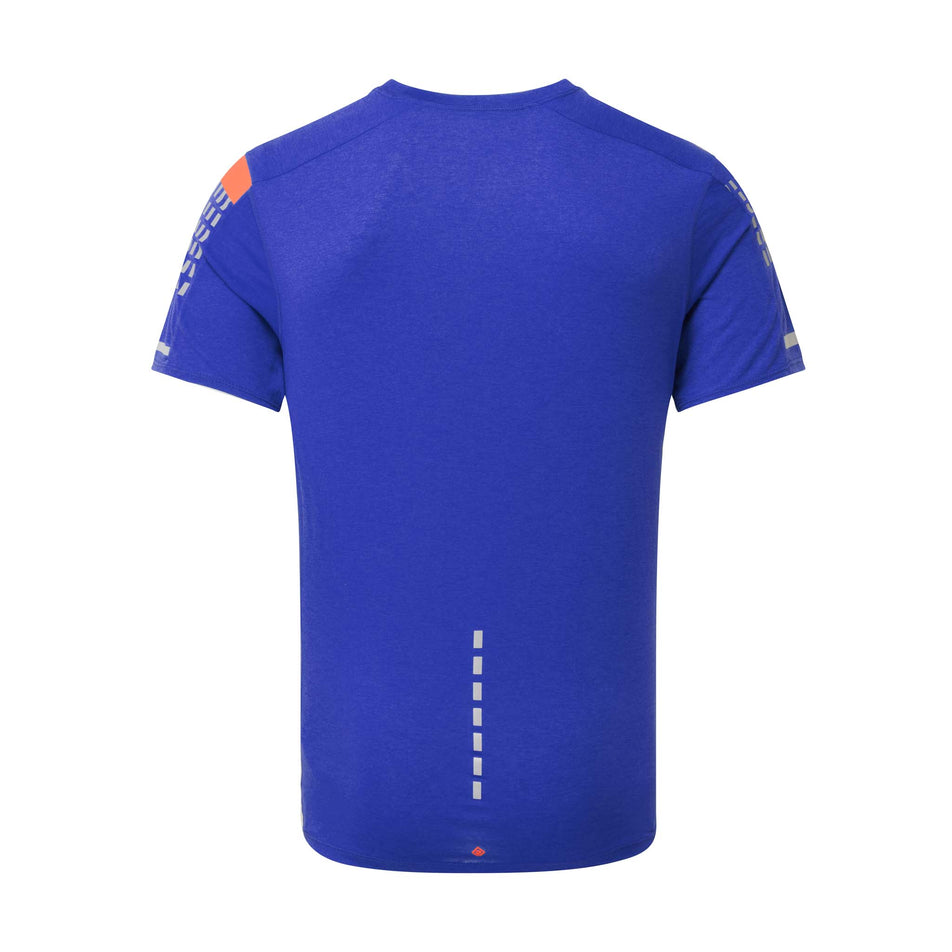 Back view of a Ronhill Men's Tech Afterhours S/S Tee in the Cobalt/Flame/Reflect colourway (8048091725986)
