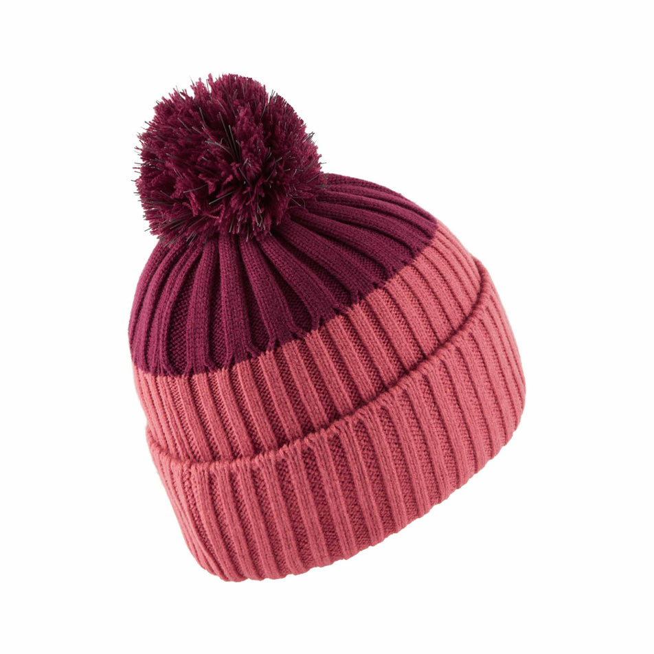 Back view of a Ronhill Unisex Bobble Hat in the Salsa/Blackcurrant colourway. (8489176105122)