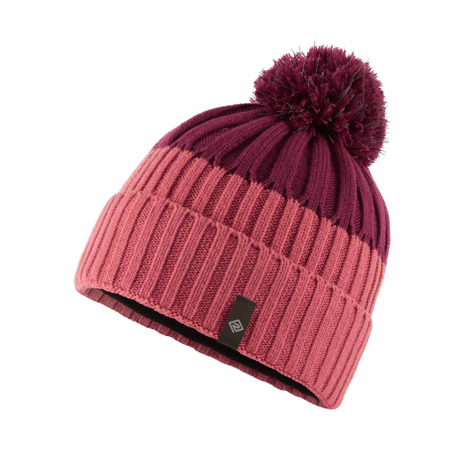 Front view of a Ronhill Unisex Bobble Hat in the Salsa/Blackcurrant colourway. (8489176105122)