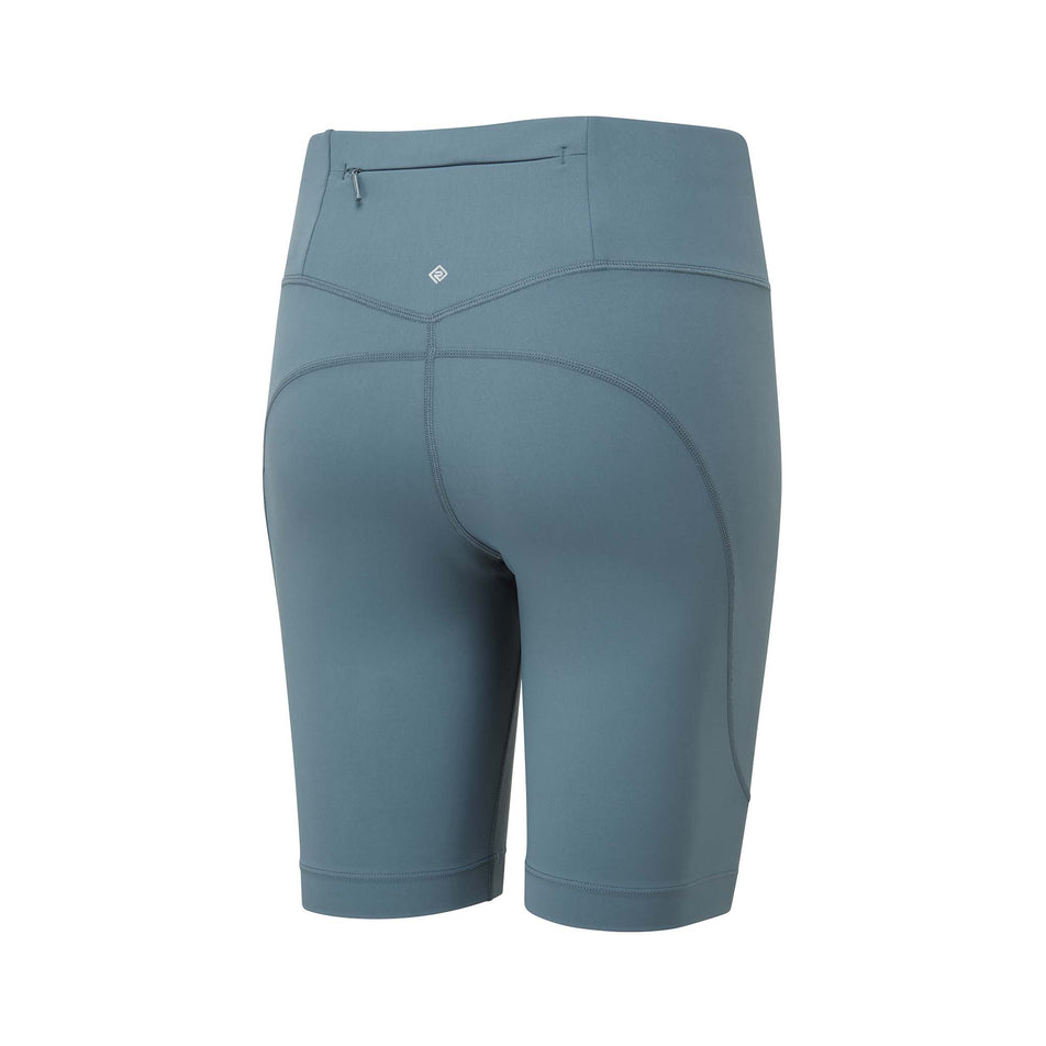 Back view of a the Ronhill Women's Tech Stretch Short in the Dark Mallard colourway. (8581026349218)