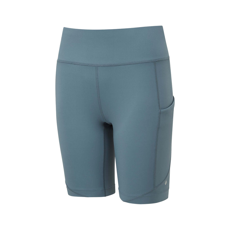 Front view of the Ronhill Women's Tech Stretch Short in the Dark Mallard colourway. (8581026349218)