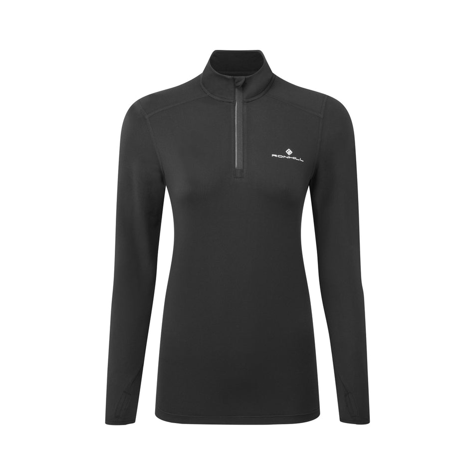 Front view of a Ronill Women's Core Thermal 1/2 Zip in the Black/Bright White colourway (8490152231074)