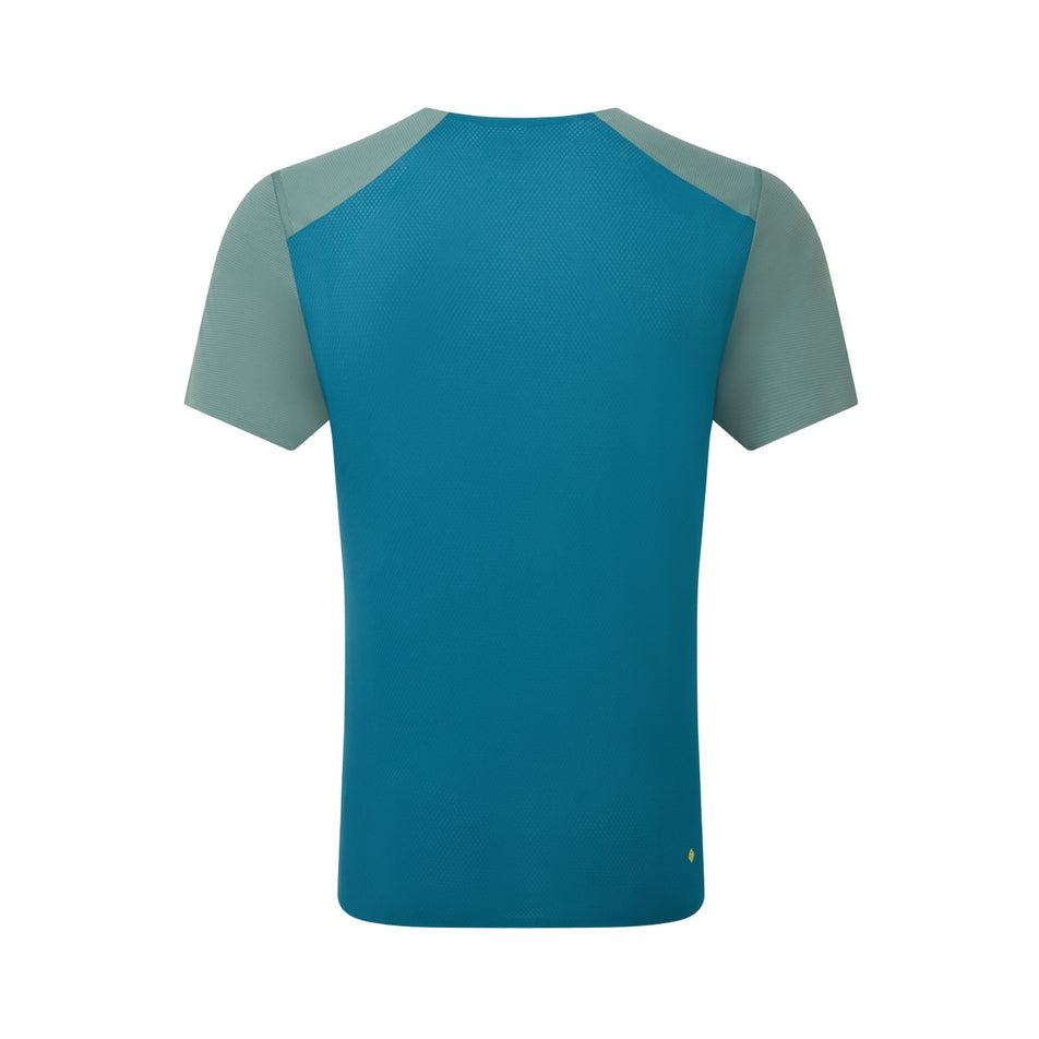 Back view of a Ronhill Men's Tech Race S/S Tee in the Dark Sage/Deep Teal colourway. (8470668345506)