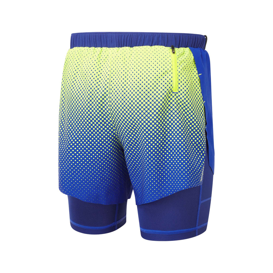 Back view of the Ronhill Men's Tech Race Twin Short in the Azurite/Citrus Fade colourway (8270451409058)