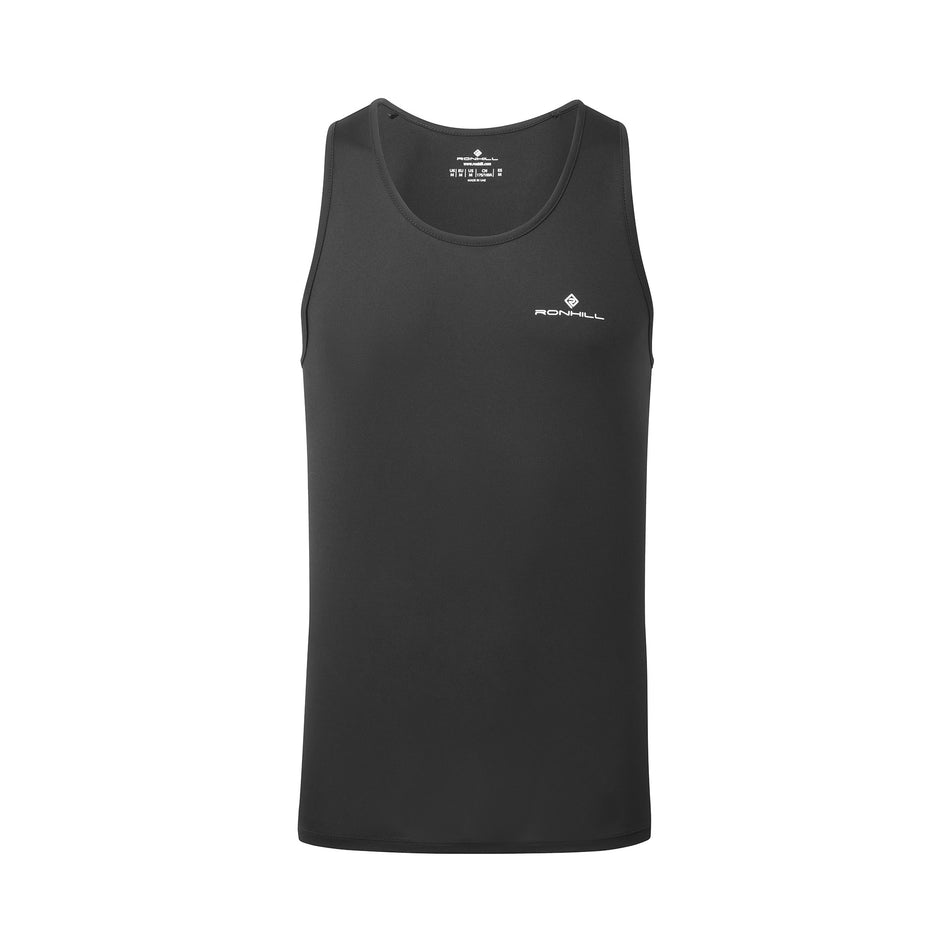 Front view of the Ronhill Men's Core Vest in the Black/Bright White colourway. (8490972020898)