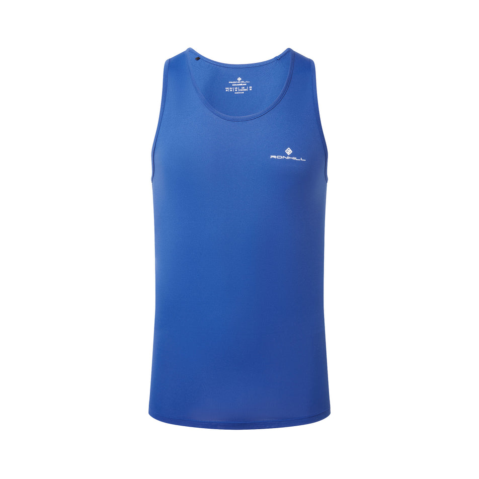 Front view of a Ronhill Men's Core Vest in the Dark Cobalt/Bright White colourway. (8470872752290)