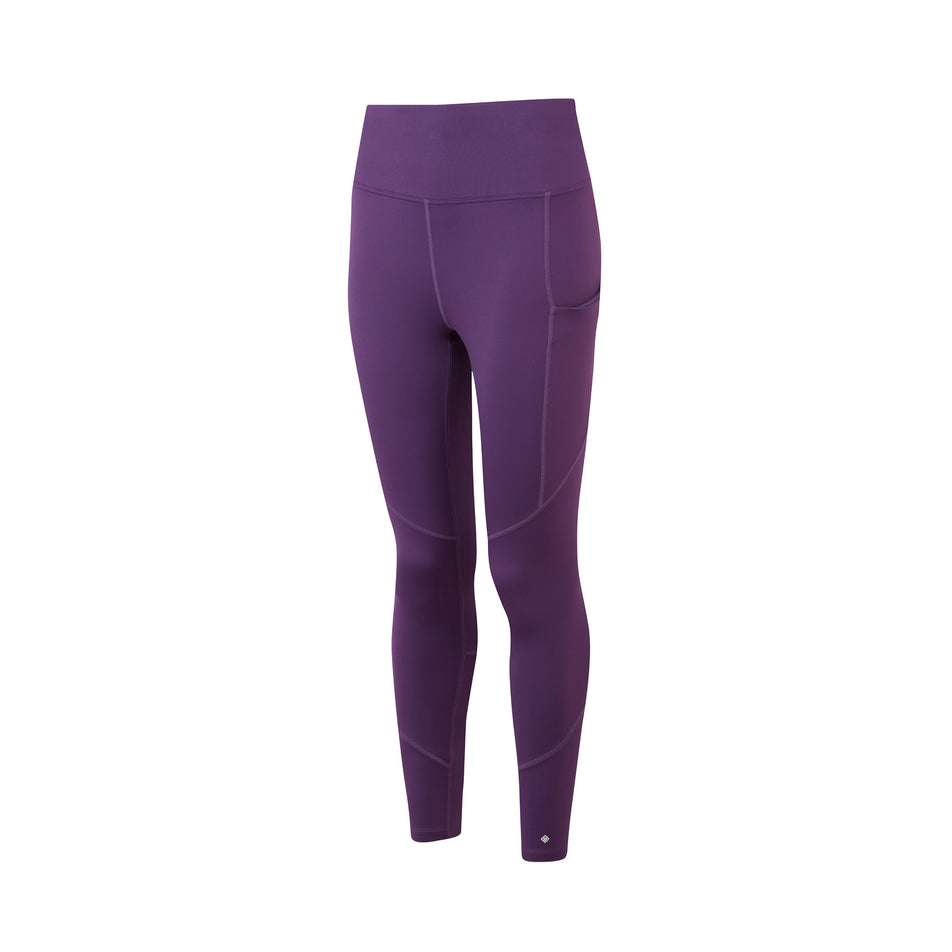 Front view of the Ronhill Women's Tech Tight in the Damson colourway. (8489979510946)