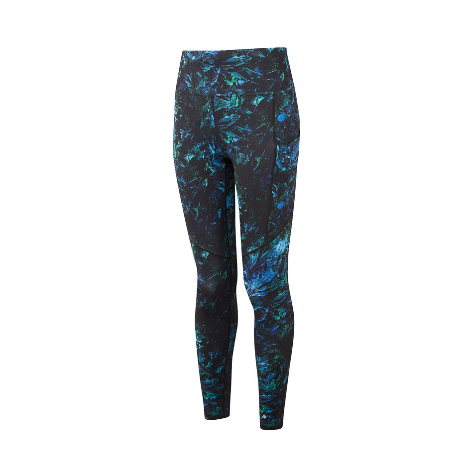 Front view of the Ronhill Women's Tech Tight in the Marine Amazon colourway. (8489995141282)