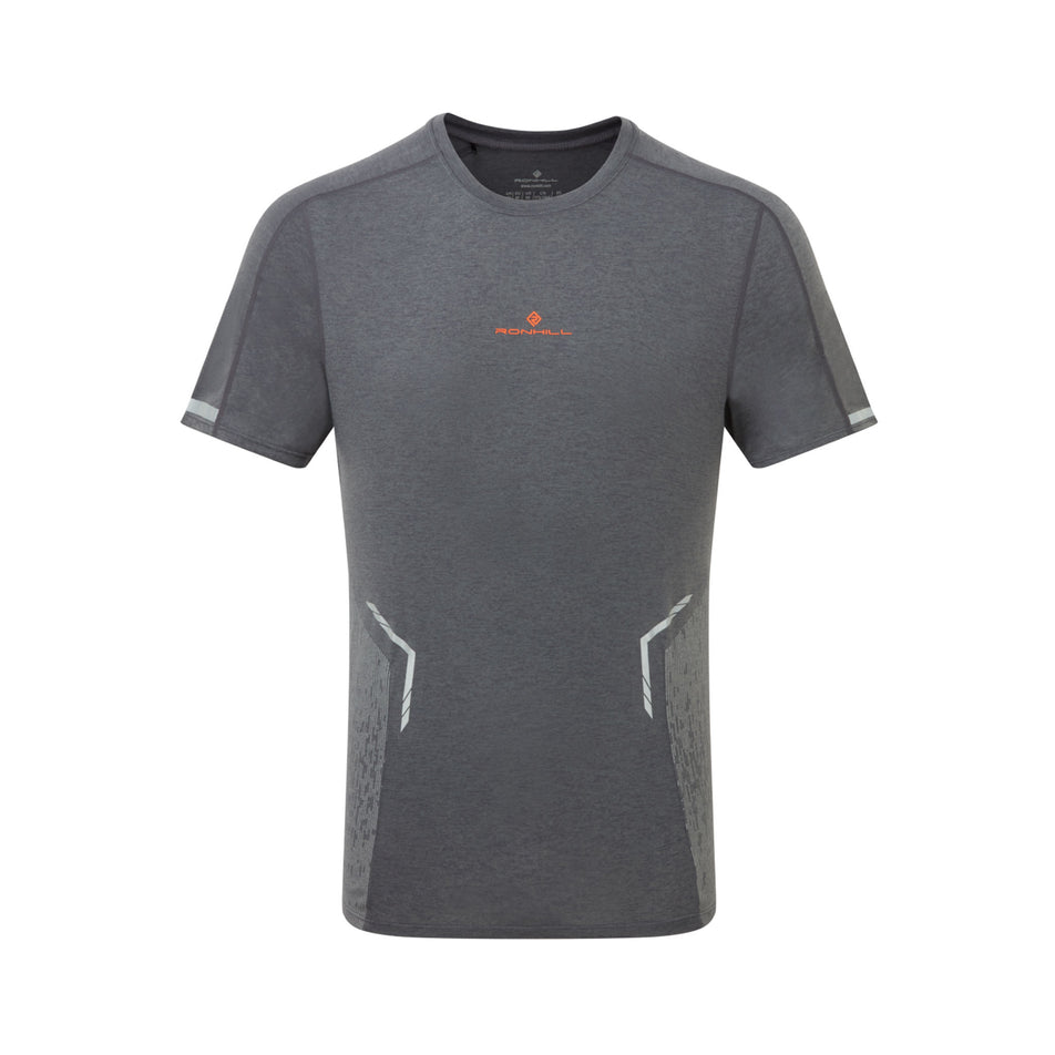 Front view of a Ronhill Men's Tech Reflect S/S Tee in the Iron/Reflect colourway. (8490228940962)