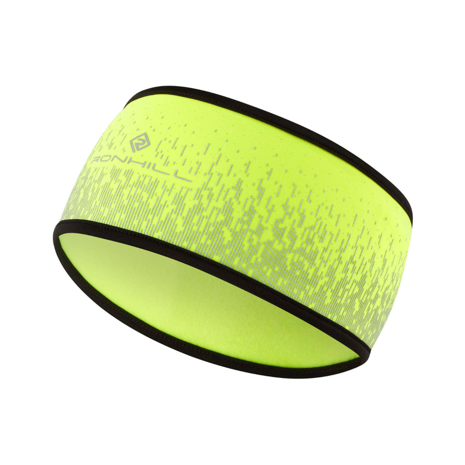 Front view of the Ronhill Unisex Reflect Headband in the Fluo Yellow/Reflect colourway.  (8491315855522)