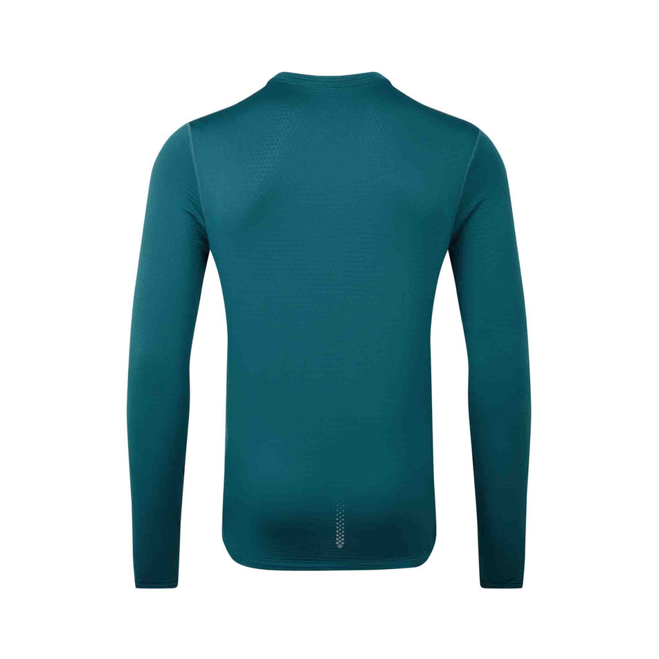 Back view of a Ronhill Men's Tech Winter Crew in the Deep Teal/Acid colourway. (8490264068258)