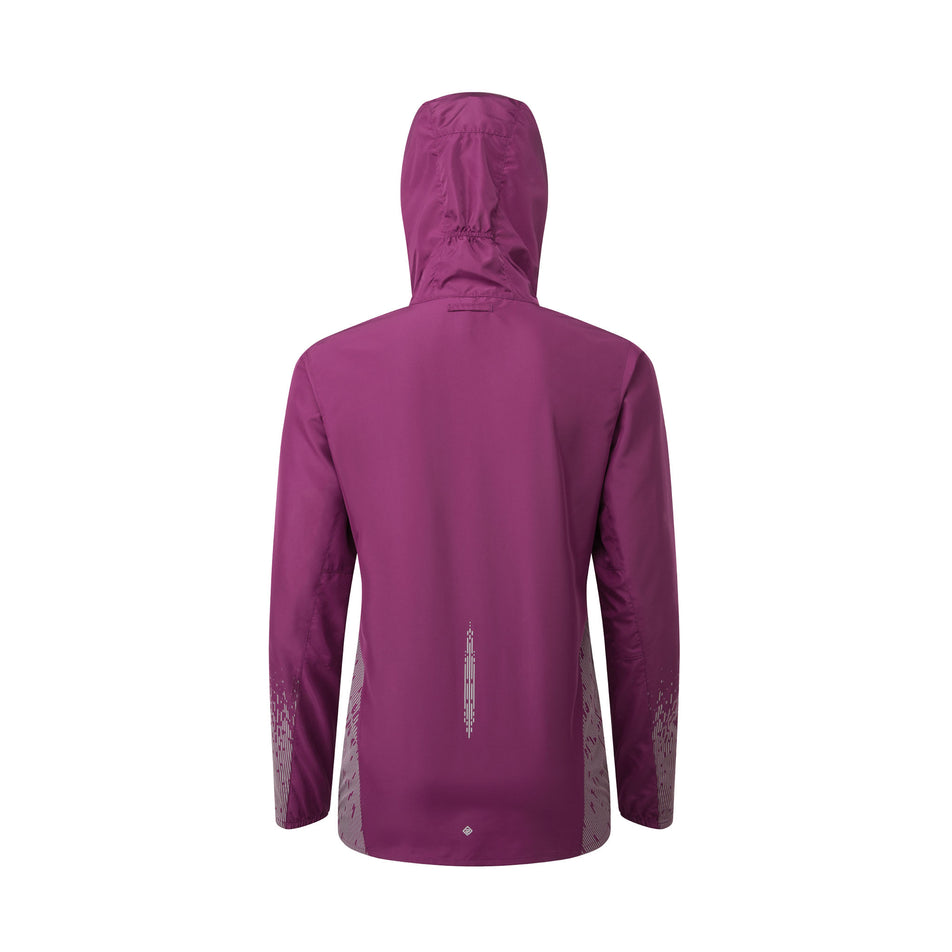 Back view of a Ronhill Women's Tech Reflect Jacket in the Blackcurrant/Reflect colourway. (8489670607010)